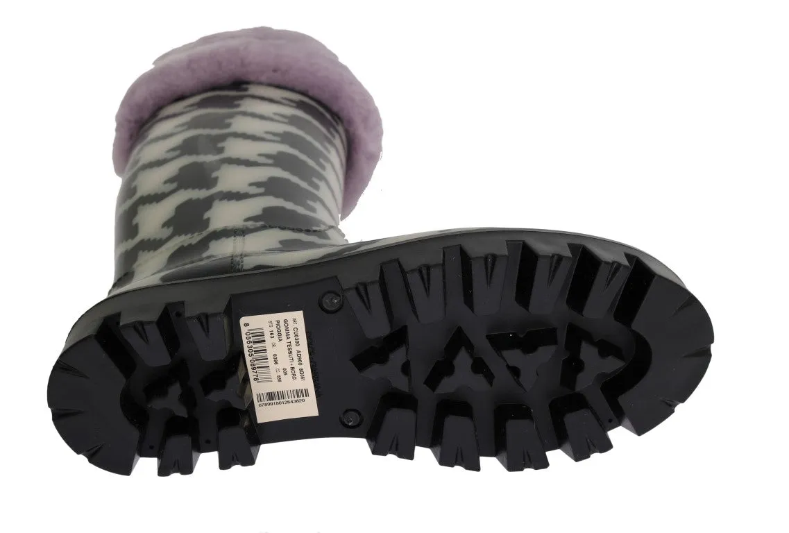 Black White Pattern Rubber Rain Boots
