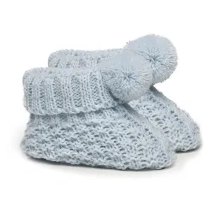 Blue Pom Pom Knit Booties
