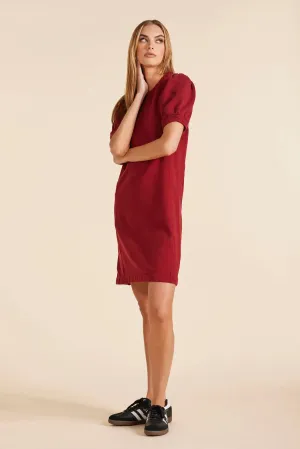 Bobi - 3/4 Shirred Sleeve Dress/ Garnet