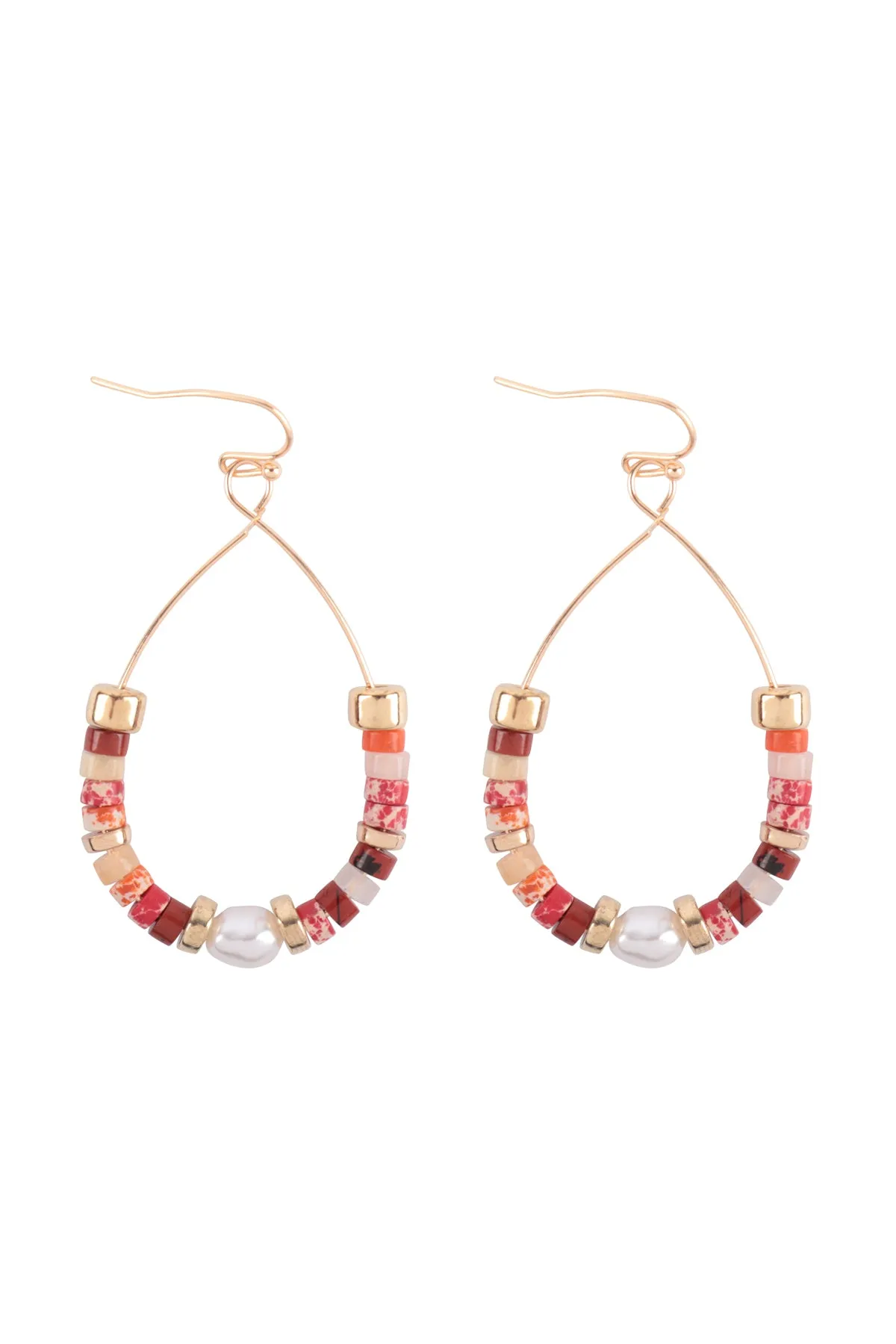 BOHO FRESHWATER PEARL BEADED TEARDROP FISH HOOK EARRINGS