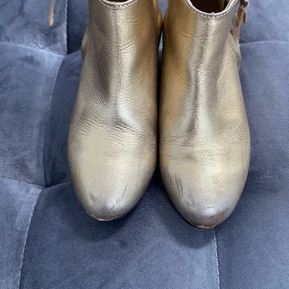 Bonpoint girls gold genuine leather side zip boots