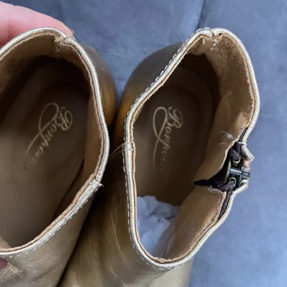 Bonpoint girls gold genuine leather side zip boots