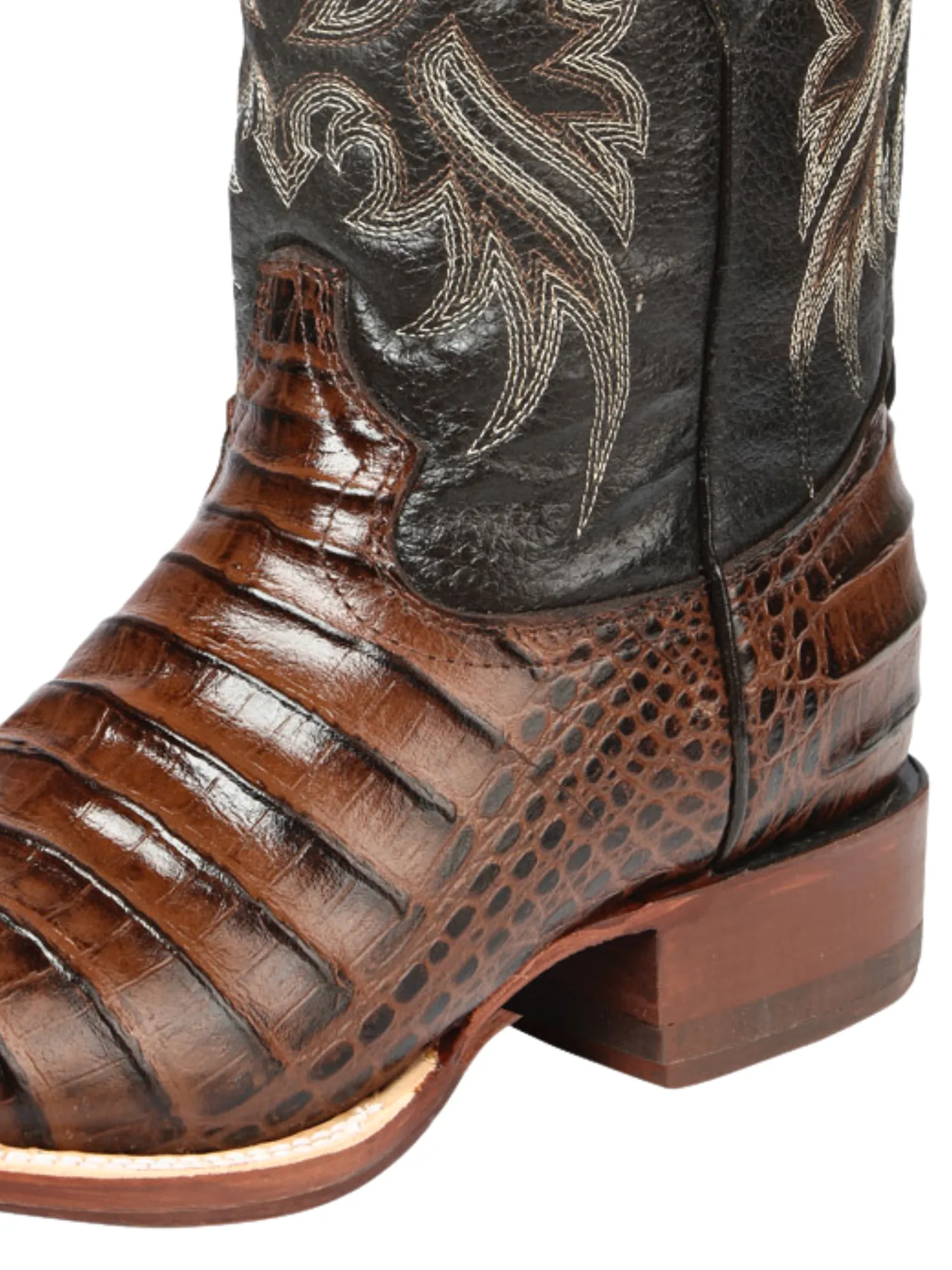 Botas Vaqueras Rodeo Imitacion de Caiman Belly Grabado en Piel Vacuno para Hombre 'El Señor de los Cielos' - ID: 44937