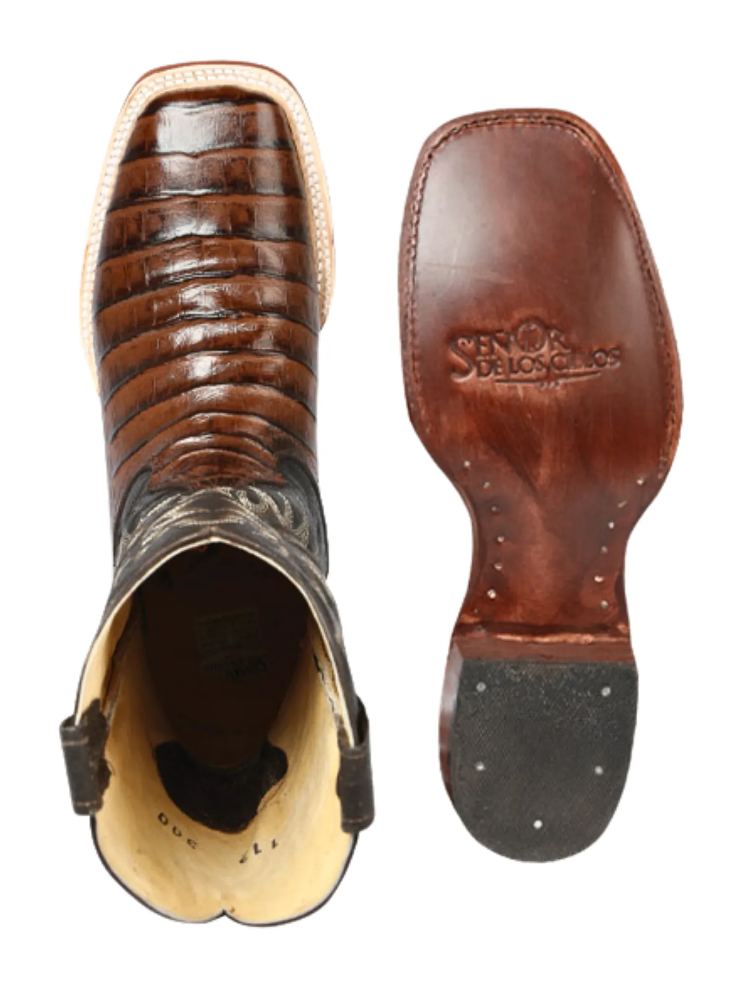Botas Vaqueras Rodeo Imitacion de Caiman Belly Grabado en Piel Vacuno para Hombre 'El Señor de los Cielos' - ID: 44937
