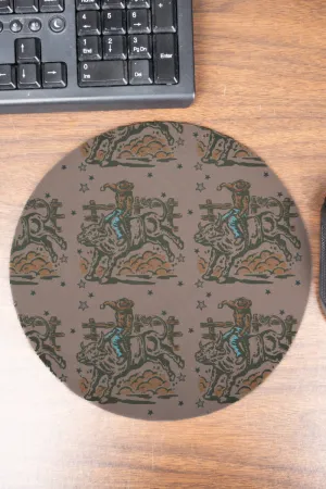 Bull Rider Round Mousepad