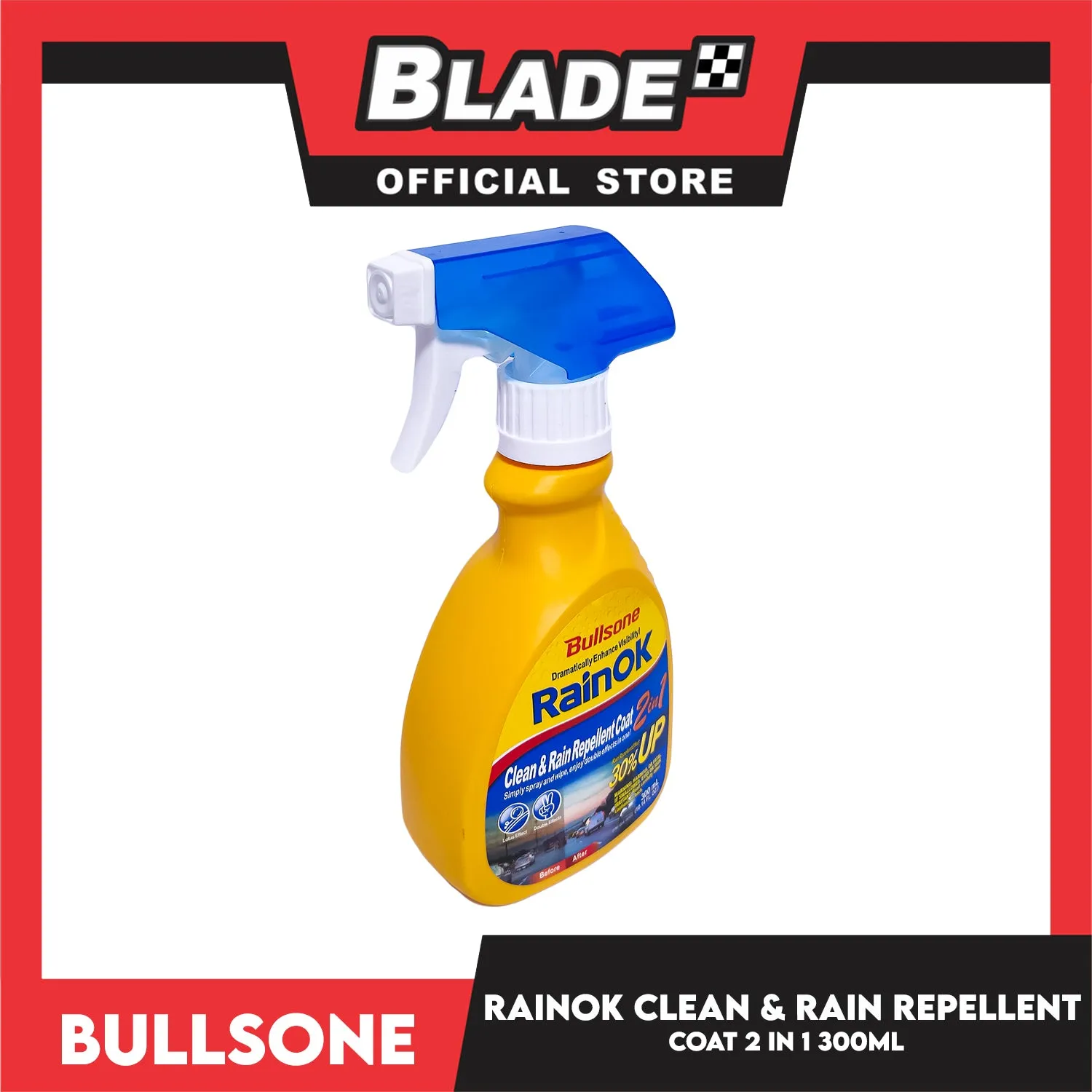 Bullsone Rainok  2 in 1 Clean And Rain Repellent 300ml Simply Spray And Wipe, Enjoy Double Effects In One