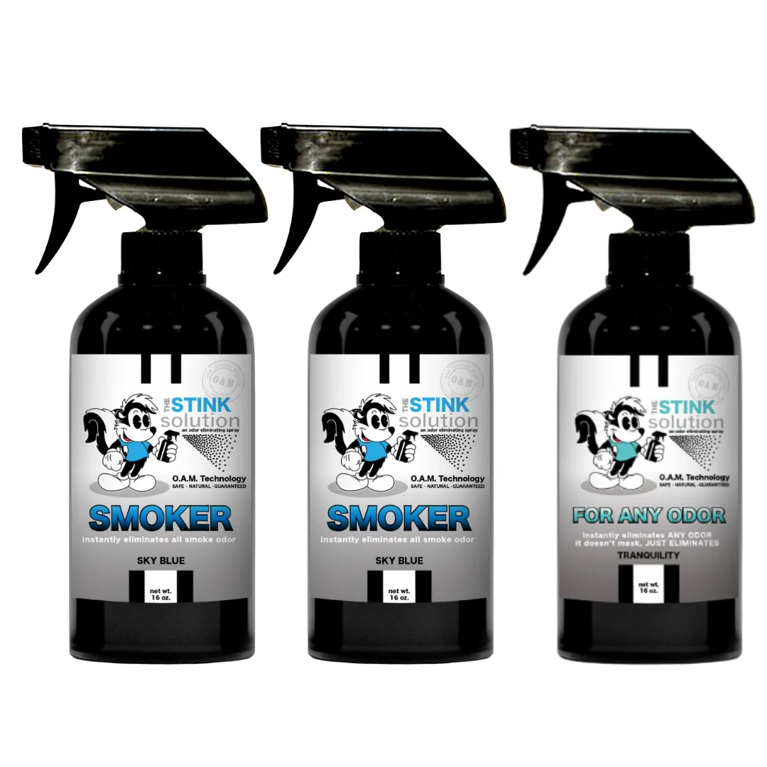 Buy 2 Get 1 FREE - Two Smoke Odor Eliminating Sprays (Sky Blue)   One For Any Odor Eliminating Spray (Tranquility) 16 oz