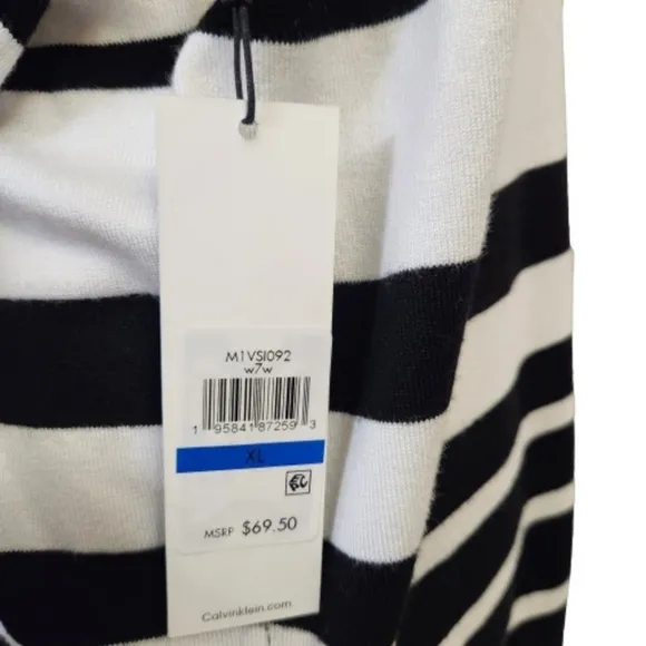 🆕️Calvin Klein Winter White &amp; Black Stripe Turtleneck