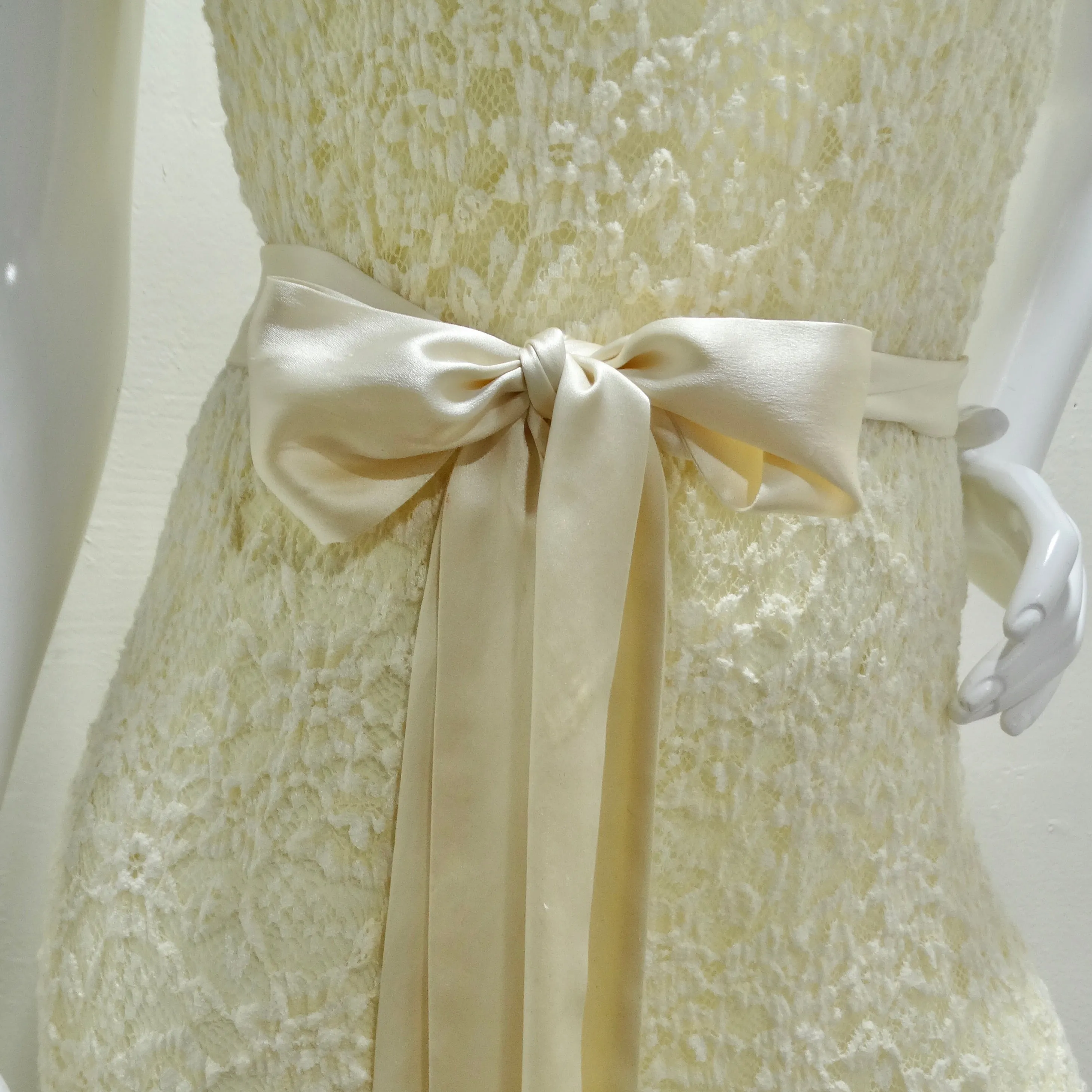 Carole Little 90s Ivory Lace Maxi Dress