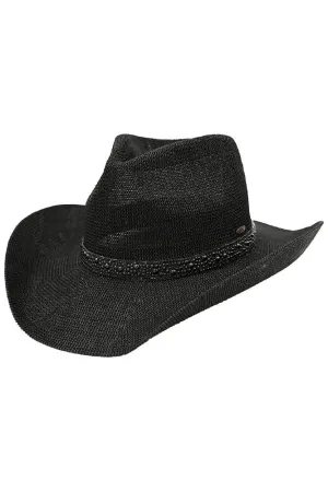 C.C Black Pearl Rhinestone Trim Cowboy Hat Black