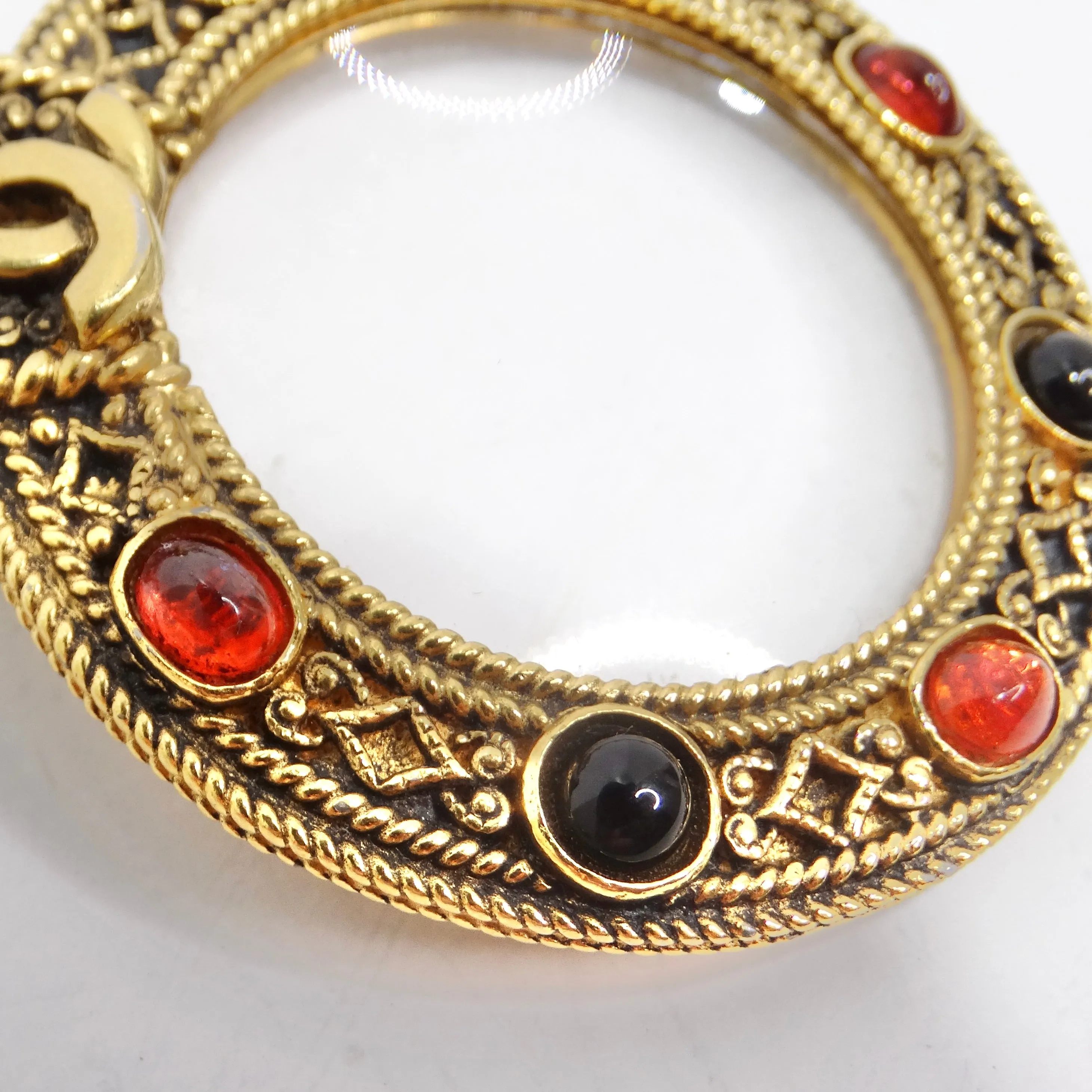 Chanel Gold & Red Gripoix Magnifying Glass Necklace