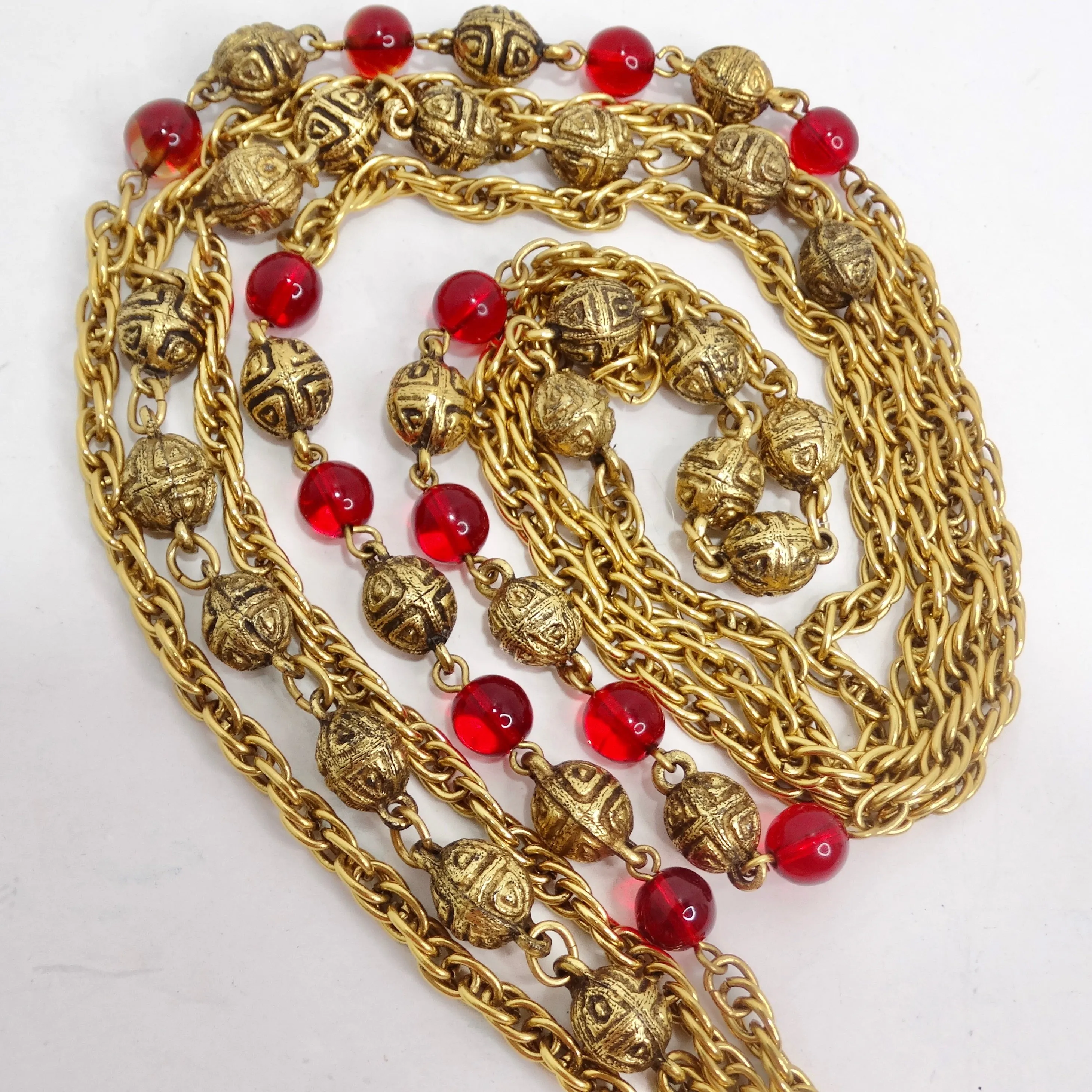 Chanel Gold & Red Gripoix Magnifying Glass Necklace