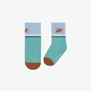Chaussettes turquoise et bleu, bébé || Turquoise and blue socks, baby