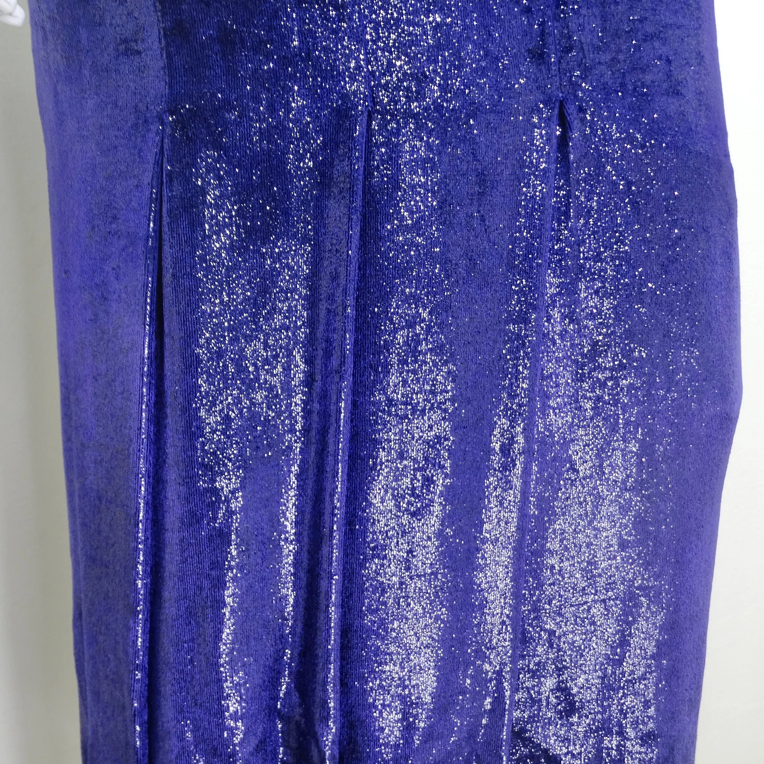 Christian Dior 1980s Metallic Purple Long Sleeve Gown