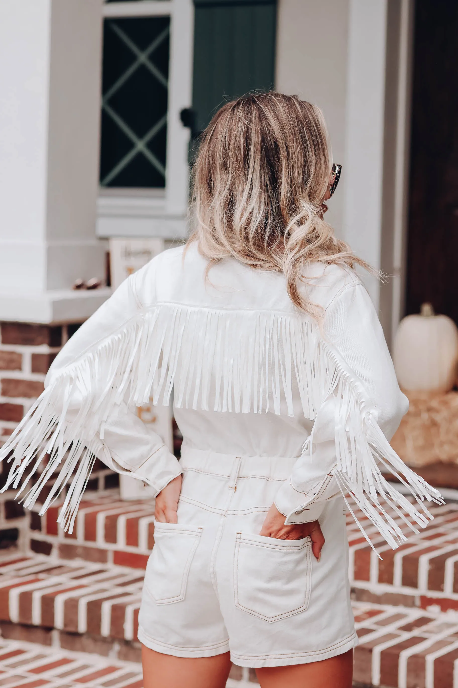 Cimarron Fringe Romper - White