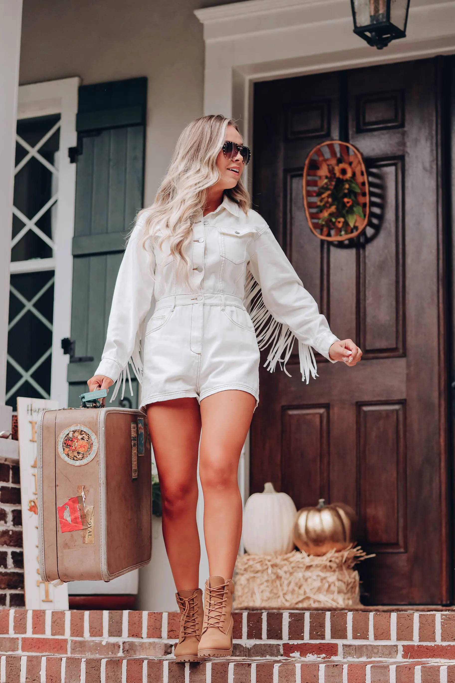 Cimarron Fringe Romper - White