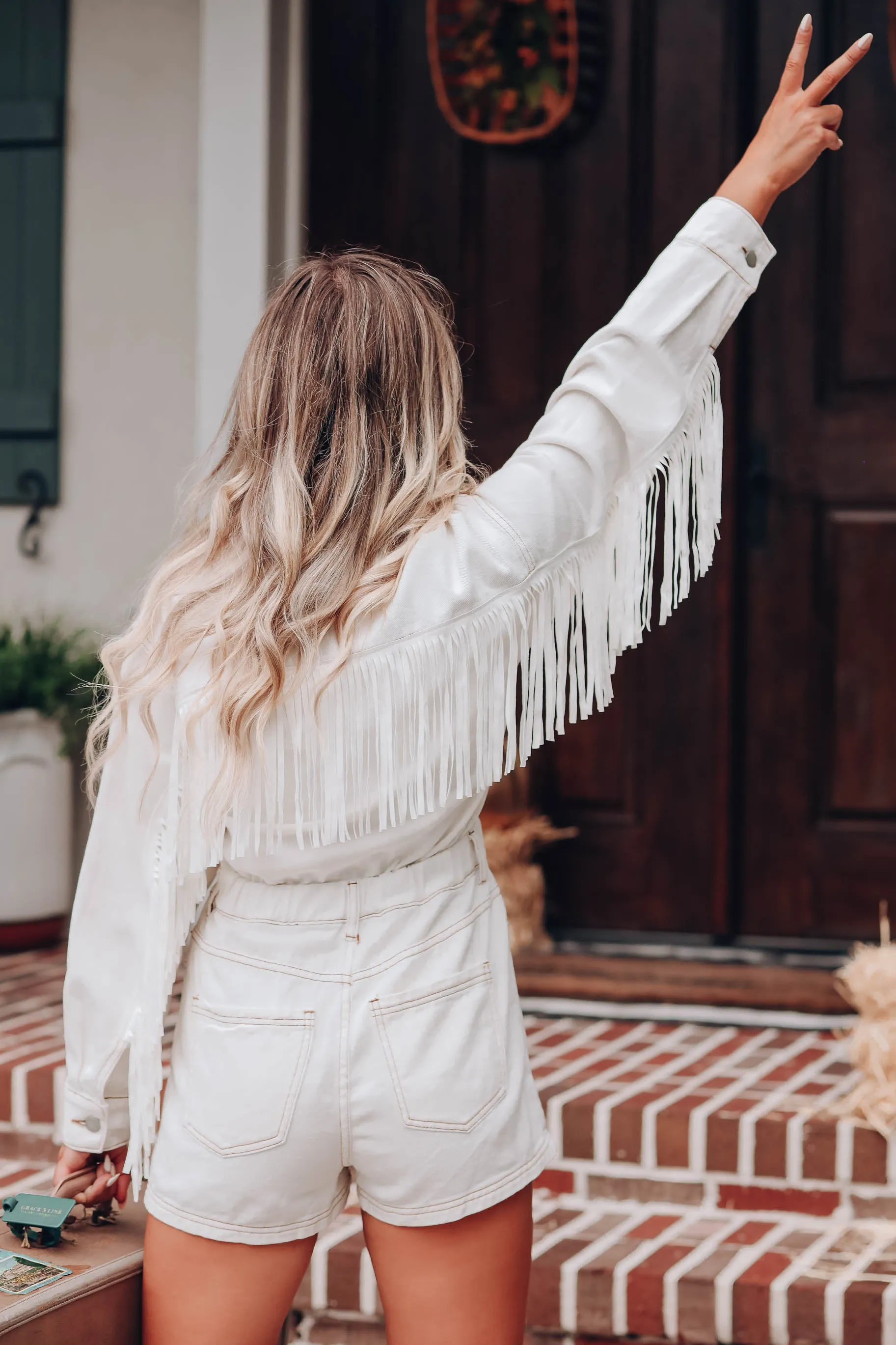 Cimarron Fringe Romper - White