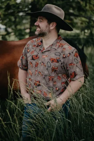 CINCH Men's Brown Cowboy Campfire Short Sleeve Button Up (S ONLY)