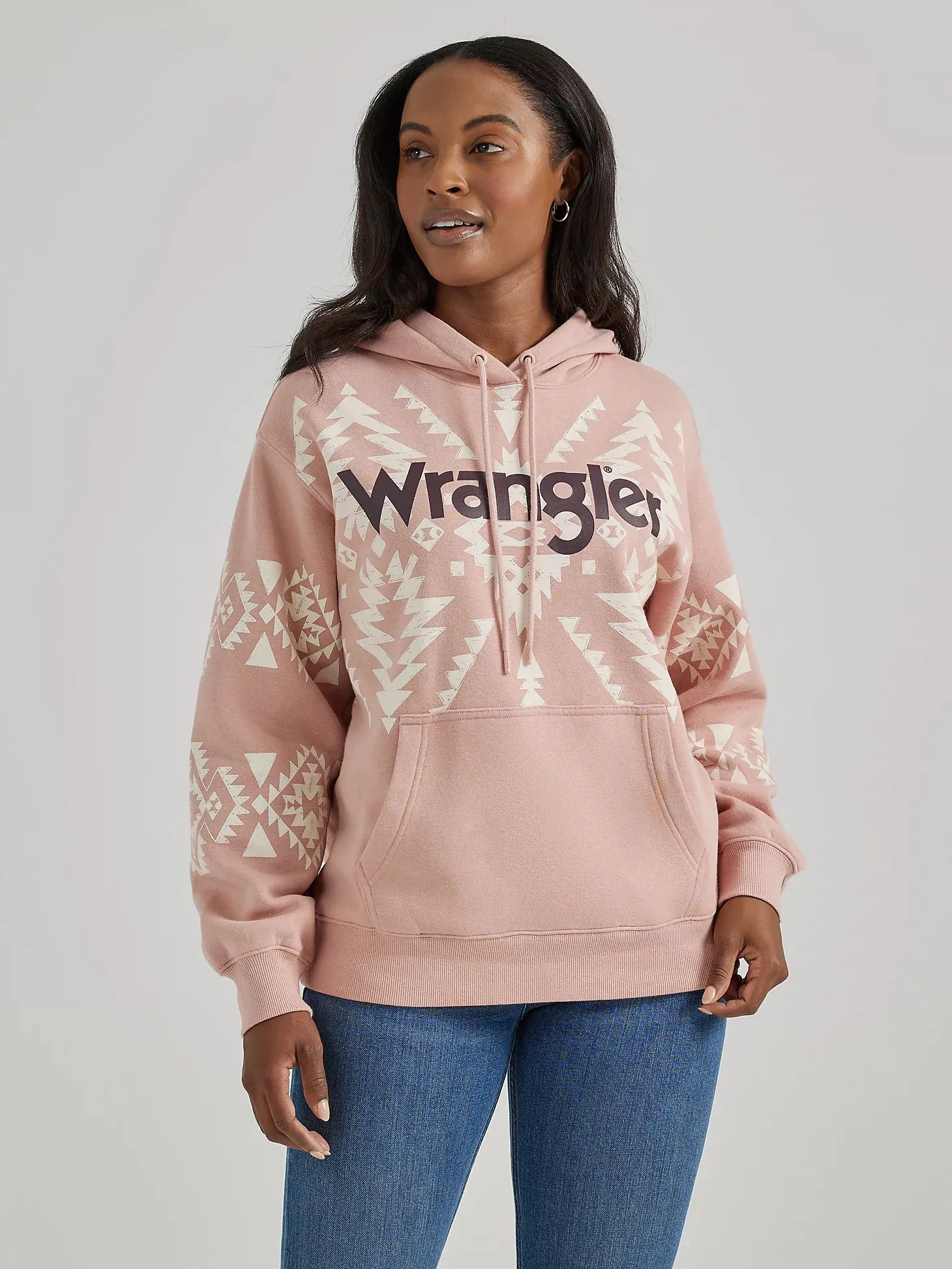 CL112356679 Pink Wrangler Ladies Aztec Hoodie