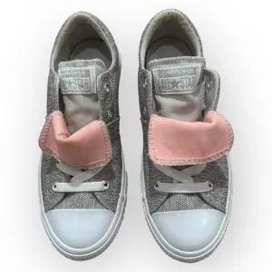Converse All Star Maddie Slip Low Top Junior Sneakers Grey Pink Size Girls 3