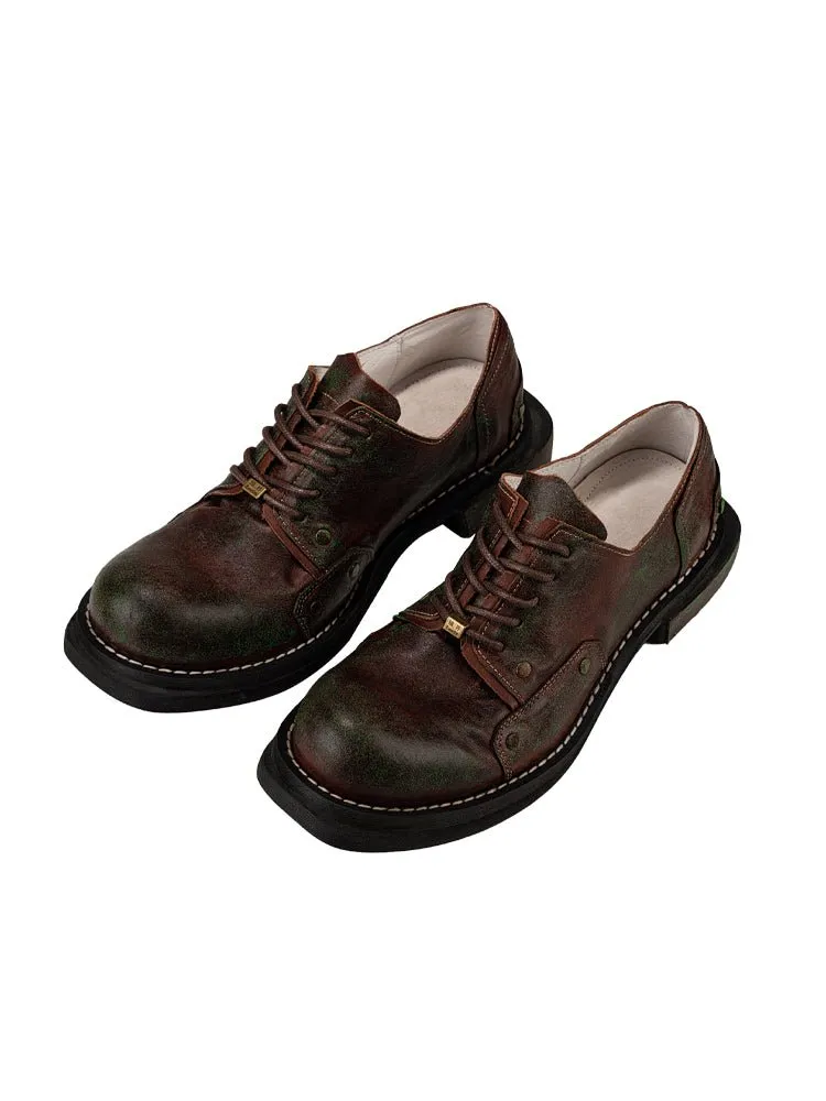 Copper rust tooling low top niche hand-made men's shoes