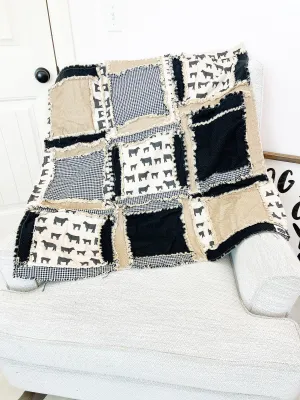 Cow Baby Blanket Homemade Quilts, Cowboy Nursery Western Crib Bedding Baby Boy Rag Quilt