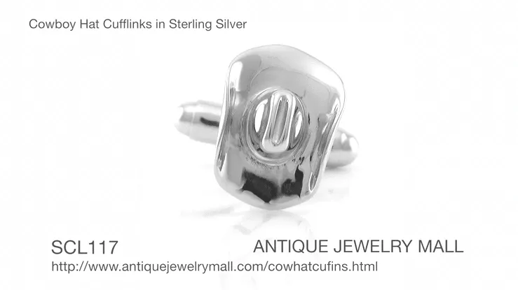Cowboy Hat Cufflinks in Sterling Silver