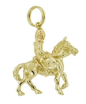 Cowboy on a Horse Charm in 14 Karat Yellow Gold