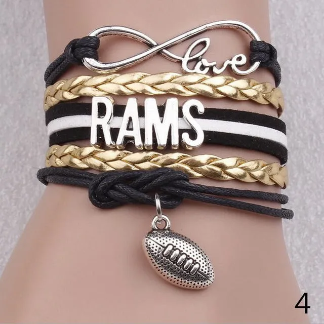 Cowboys Infinity Love Oklahoma State Bracelet Orange Black Custom Sports Cheer PU leather Bracelets men women- Drop Shipping
