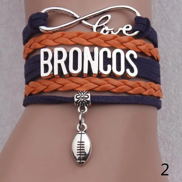 Cowboys Infinity Love Oklahoma State Bracelet Orange Black Custom Sports Cheer PU leather Bracelets men women- Drop Shipping