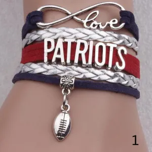 Cowboys Infinity Love Oklahoma State Bracelet Orange Black Custom Sports Cheer PU leather Bracelets men women- Drop Shipping