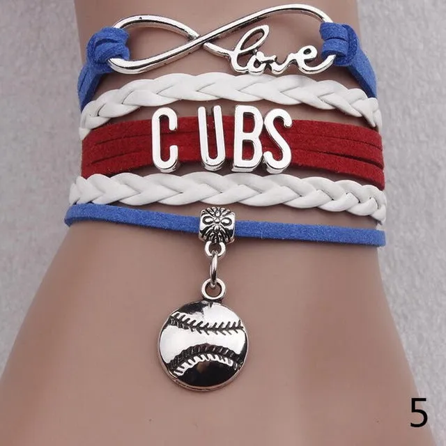 Cowboys Infinity Love Oklahoma State Bracelet Orange Black Custom Sports Cheer PU leather Bracelets men women- Drop Shipping