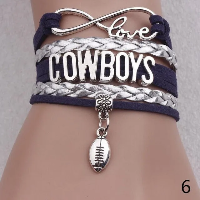 Cowboys Infinity Love Oklahoma State Bracelet Orange Black Custom Sports Cheer PU leather Bracelets men women- Drop Shipping
