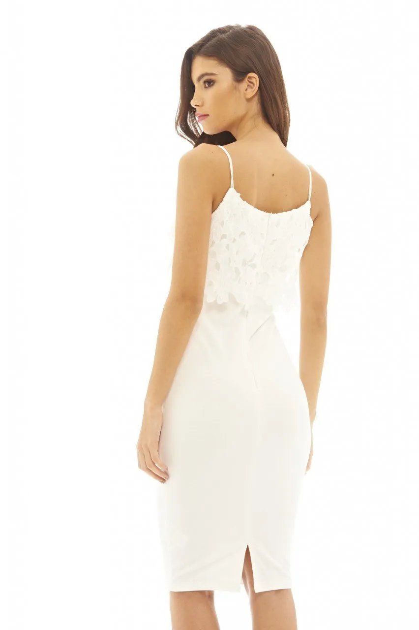 Crochet Overlay Midi Dress