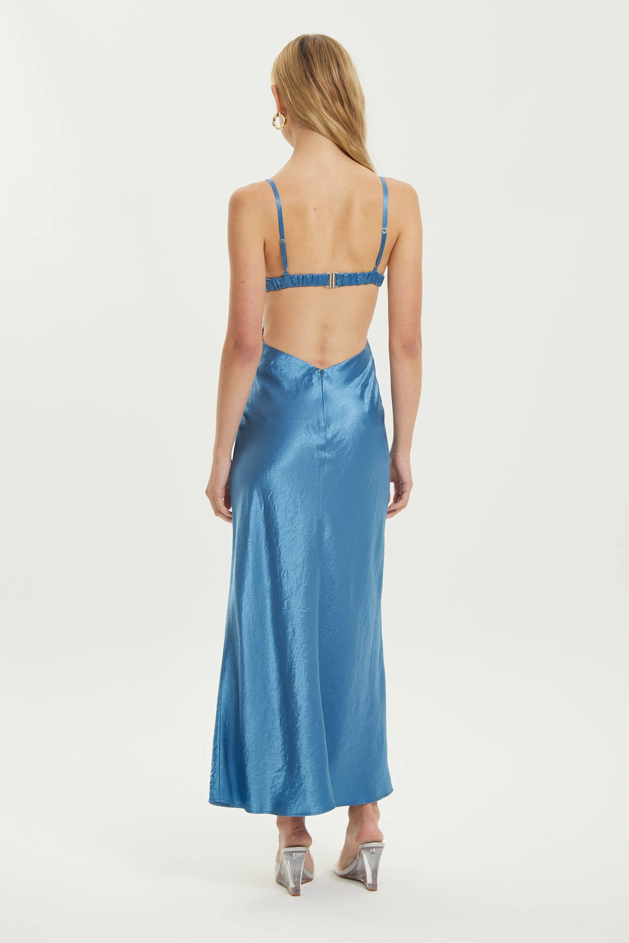 CRUSH BIAS TRI MIDI DRESS | AEGEAN