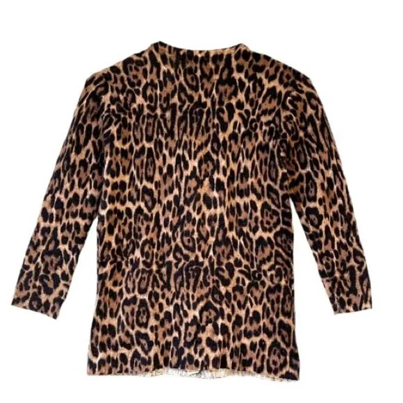 Don Caster 100% Cashmere Leopard Cardigan Sweater S