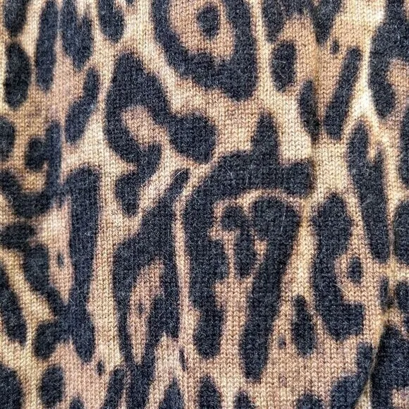 Don Caster 100% Cashmere Leopard Cardigan Sweater S