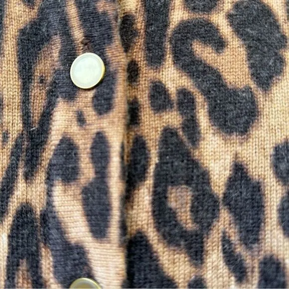 Don Caster 100% Cashmere Leopard Cardigan Sweater S