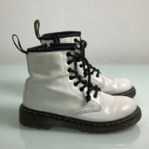 Dr Martens Air Wair White leather zip up lace up Combat ankle booties girl SZ 13