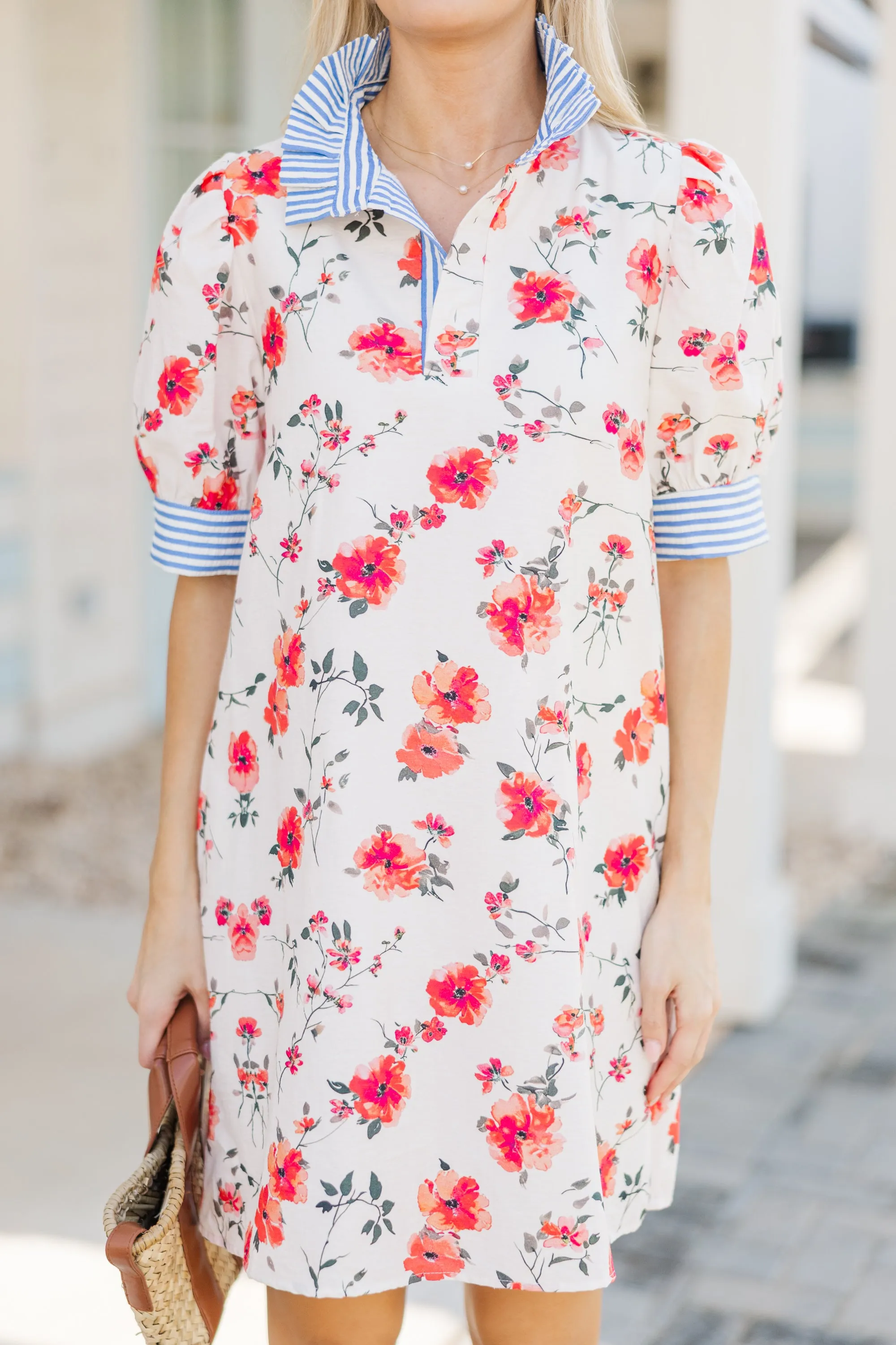 Easy Love Coral Pink Floral Dress