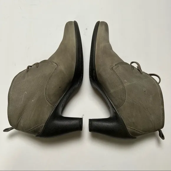 Ecco gray lace up leather ankle booties womens sz 40