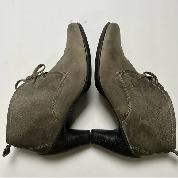 Ecco gray lace up leather ankle booties womens sz 40