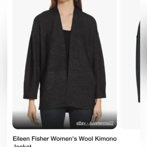 Eileen Fisher Woman's Charcoal Organic Wool Blend Kimono Jacket Sz Lr