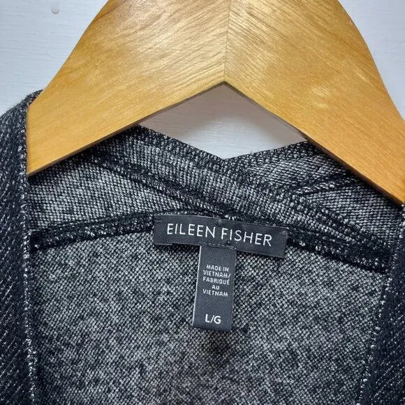 Eileen Fisher Woman's Charcoal Organic Wool Blend Kimono Jacket Sz Lr