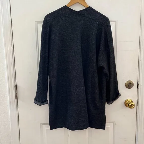 Eileen Fisher Woman's Charcoal Organic Wool Blend Kimono Jacket Sz Lr