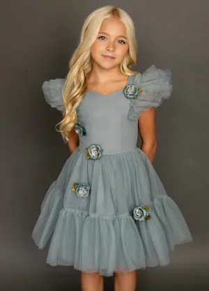 Elain Dress in Dusty Teal
