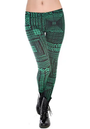 Electric Green Chevron Leggings