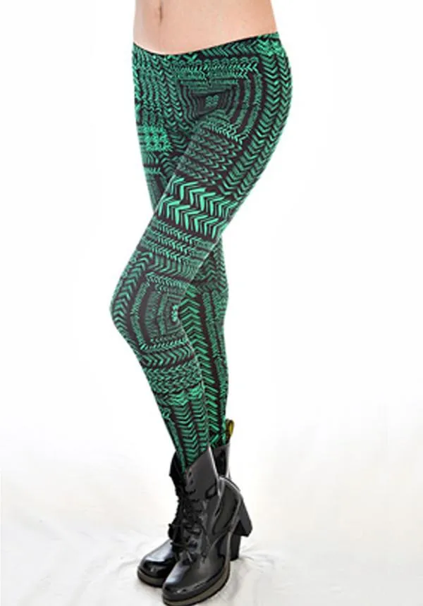 Electric Green Chevron Leggings