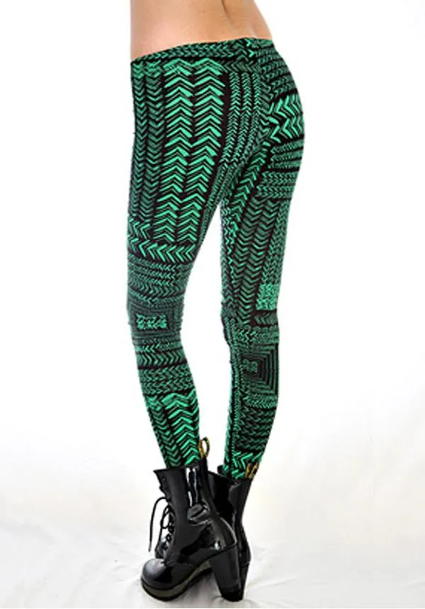 Electric Green Chevron Leggings