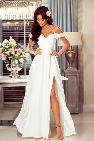 Elegant A Line Off The Shoulder Floor Length Prom Dress Split Evening Dress OHC460